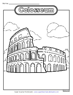 Colosseum Coloring Page Coloring Pages Worksheet