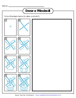 Draw a Windmill Learning To Draw Worksheet