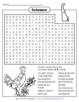 Word Search Puzzle States Individual Worksheet