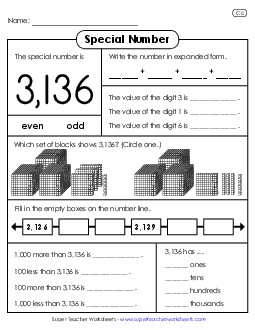 Special Number: 3,126 Worksheet