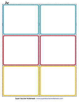 Cards (6 Per Page; Color) Templates Worksheet