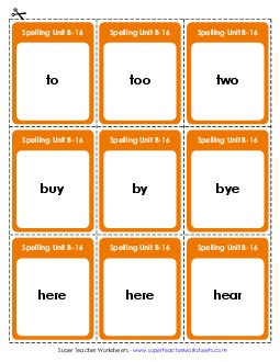 Flashcards (B-16) Spelling B Worksheet