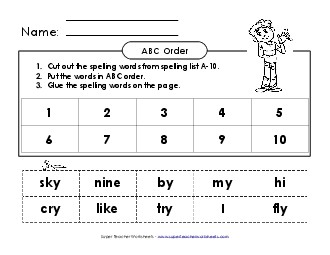 ABC Order: Cut n\' Glue (A-10) Spelling A Worksheet