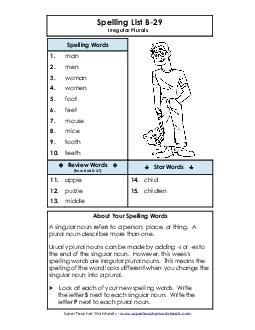 Spelling List B-29 Spelling B Worksheet