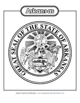 Arkansas State Seal (Black & White) States Individual Worksheet