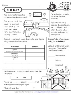 ELA Buzz: Week 10 Worksheets 46 through 50 Daily Ela Review Worksheet