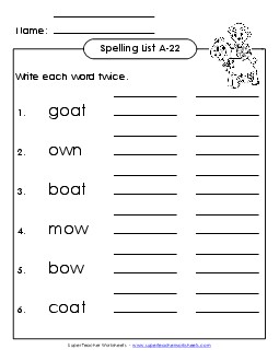 Write Twice (A-22) Spelling A Worksheet