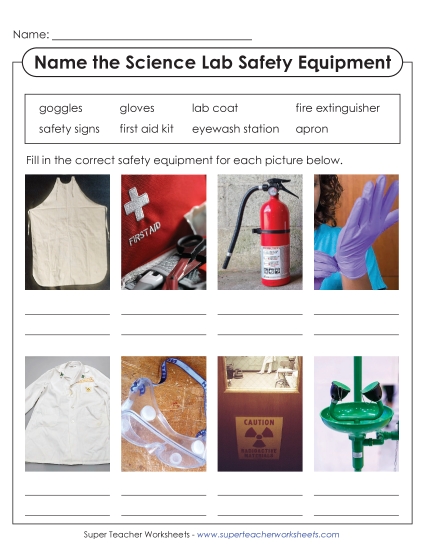New Name the Lab Safety Equipment (Basic) Worksheet New Name the Lab Safety Equipment (Basic) Worksheet
