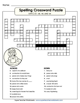 Crossword Puzzle (C-21) Spelling C Worksheet