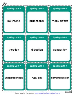 Flashcards (F-7)  Spelling F Worksheet