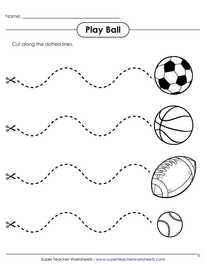 New Play Ball: Cut Along the Lines Worksheet New Play Ball: Cut Along the Lines Worksheet