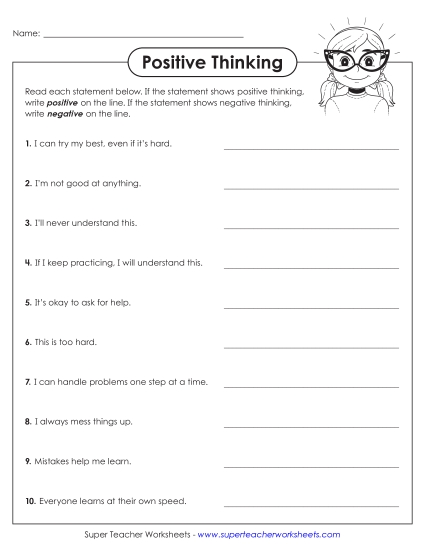 New Positive or Negative Thinking Worksheet New Positive or Negative Thinking Worksheet