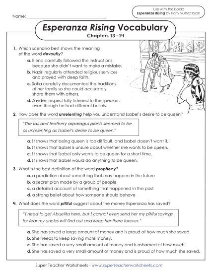 New Vocabulary Questions for Chapters 13–14 Worksheet New Vocabulary Questions for Chapters 13–14 Worksheet
