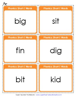 Flashcards (Short I) Phonics Long Short I Worksheet