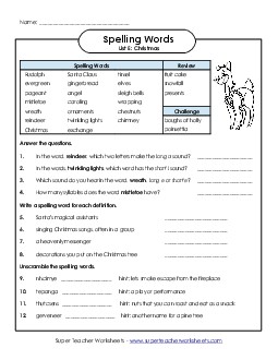 Christmas Questions Worksheet Spelling E Worksheet