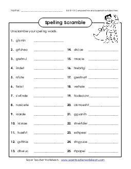 Unscramble (D-15) Spelling D Worksheet