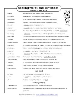 Spelling Test Sentences Spelling E Worksheet