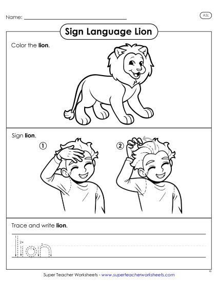New Lion (ASL) Worksheet New Lion (ASL) Worksheet