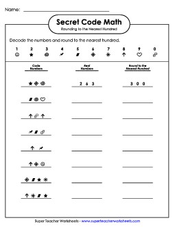 Secret Code Math: Rounding (Nearest 100) Worksheet