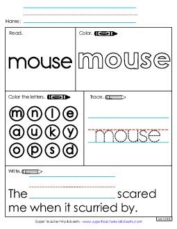 Worksheet 1: Mouse Sight Words Individual Worksheet