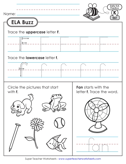 New Kindergarten ELA Buzz: Week 13 <br>Worksheets 61 through 65 Worksheet New Kindergarten ELA Buzz: Week 13 <br>Worksheets 61 through 65 Worksheet