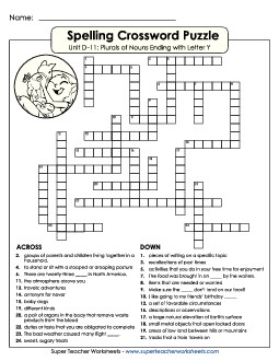 Crossword Puzzle (D-11)  Spelling D Worksheet