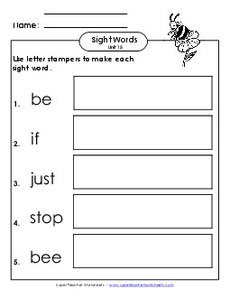 Letter Stampers (Unit 15)  Sight Words Worksheet