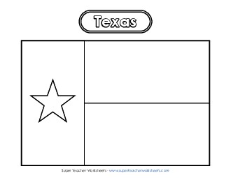 Texas Flag Coloring Page States Individual Worksheet