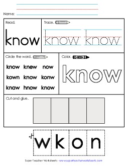 Worksheet 2: Know Free Sight Words Individual Worksheet