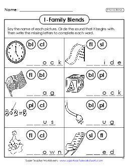 Phonics: Consonant Blends Free Printable Worksheet