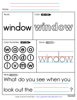 Worksheet 1: Window Sight Words Individual Worksheet