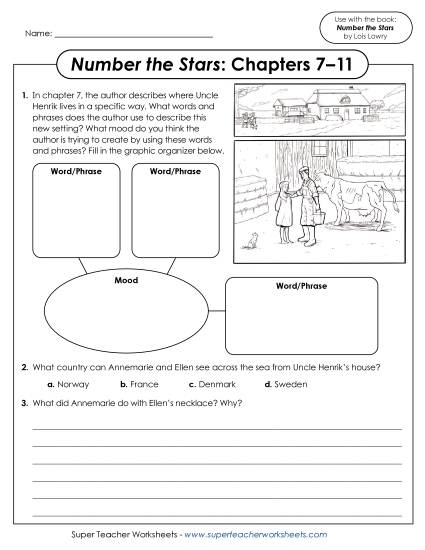 New Number the Stars: Questions for Chapters 7–11 Worksheet New Number the Stars: Questions for Chapters 7–11 Worksheet