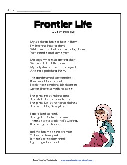 Frontier Life 4th Grade Reading Comprehension Worksheet