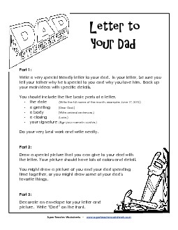 Letter To Your Dad Free Fathers Day Worksheet