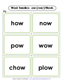 Flashcards (-ow) Word Families Worksheet