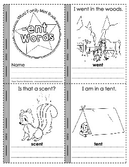 Mini-Book (-ent) Word Families Worksheet