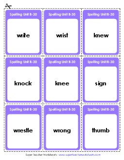 Flashcards (B-30) Spelling B Worksheet