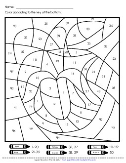 New Color-by-Number: Apple or Banana (Numbers to 50) Worksheet