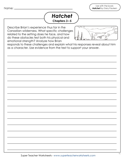 New Chapters 3–5 Writing Prompt:<br>Challenges in the Wilderness Worksheet New Chapters 3–5 Writing Prompt:<br>Challenges in the Wilderness Worksheet