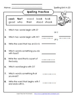 Spelling Practice (A-20)  Spelling A Worksheet