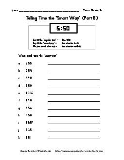 Telling Time Worksheet (Minutes To) Worksheet