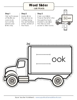 Word Slider (-ook Words) Word Families Worksheet