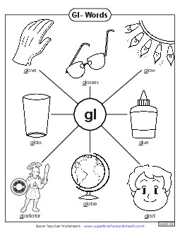 Gl- Words Phonics Blends Worksheet