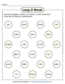 Dabber Activity Phonics Long Short O Worksheet