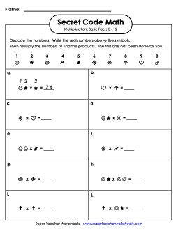 SCM: Multiplication: Basic Facts 0-12 Worksheet