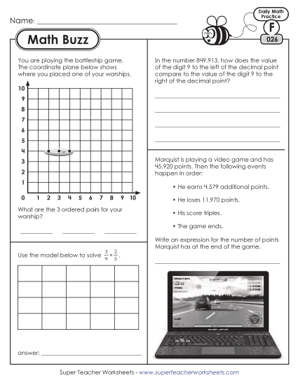 New 6th Grade Math Buzz Week 6:<br>Worksheets 26 through 30 Worksheet New 6th Grade Math Buzz Week 6:<br>Worksheets 26 through 30 Worksheet