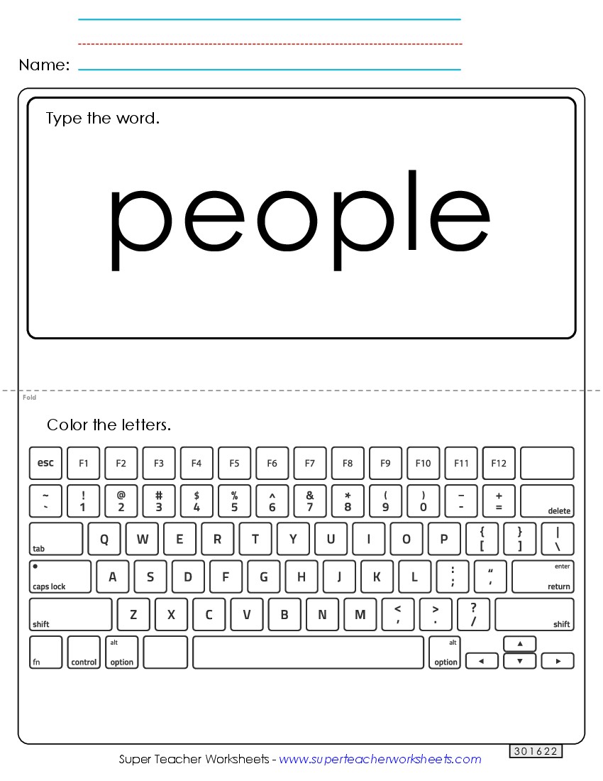 Type the Word: People Sight Words Individual Worksheet