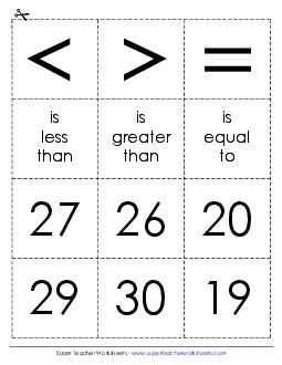 Math Cards: Comparing 2-Digit Numbers Comparing Numbers Worksheet