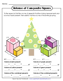 Volume of Composite Figures (Intermediate) Worksheet