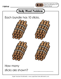 Daily Word Problems K-41 through K-45 Worksheet